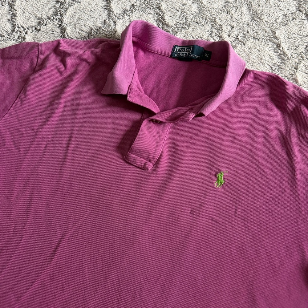 Polo Ralph Lauren Polo Shirt Men’s XL Pink Green Pony Logo Short Sleeve Preppy